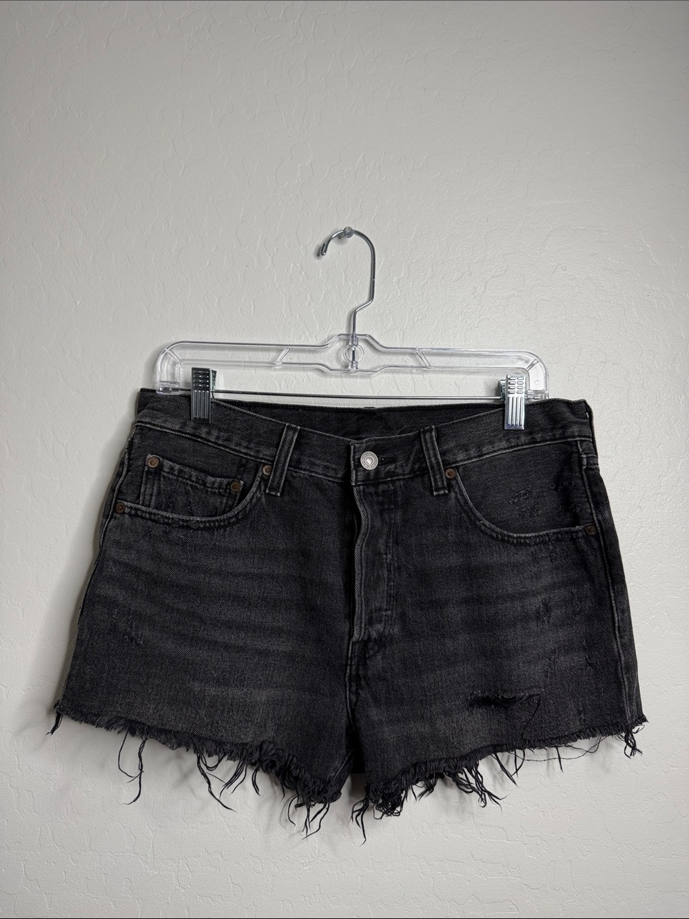 Levi's Black Distressed Cutoff Jean Shorts